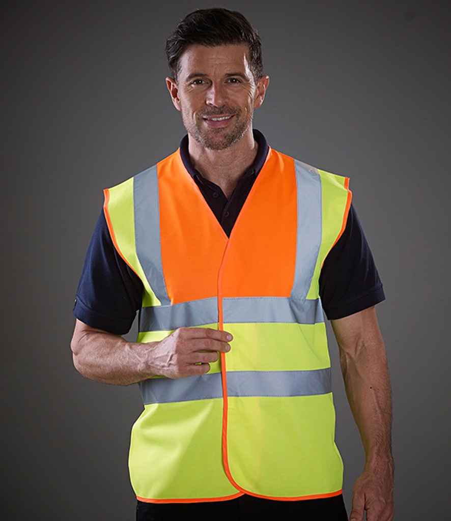 Yoko Hi-Vis Two Band and Braces Waistcoat - Orange/Yellow