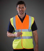 Yoko Hi-Vis Two Band and Braces Waistcoat - Orange/Yellow