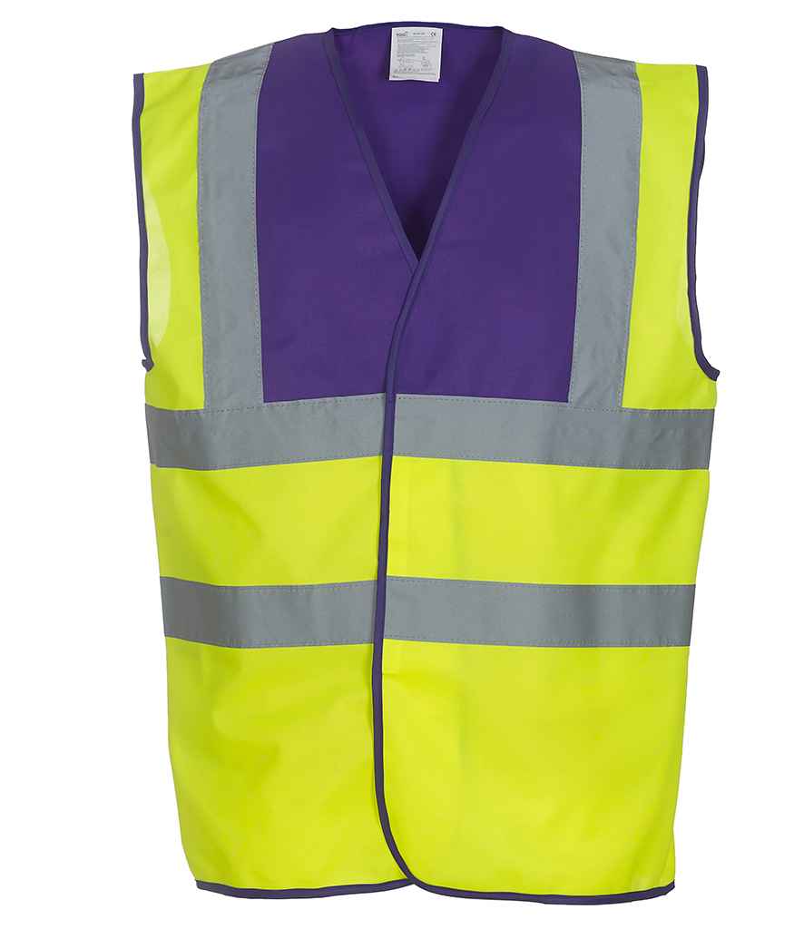 Yoko Hi-Vis Two Band and Braces Waistcoat - Purple/Yellow