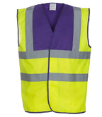 Yoko Hi-Vis Two Band and Braces Waistcoat - Purple/Yellow