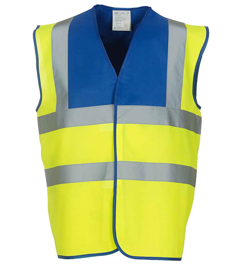 Yoko Hi-Vis Two Band and Braces Waistcoat - Royal Blue/Yellow