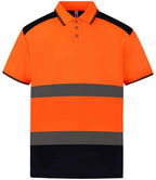 Yoko Two Tone Short Sleeve Polo Shirt - Orange/Navy