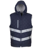 Yoko Hi-Vis Kensington Hooded Gilet - Navy