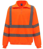 Yoko Hi-Vis Zip Neck Sweatshirt - Orange