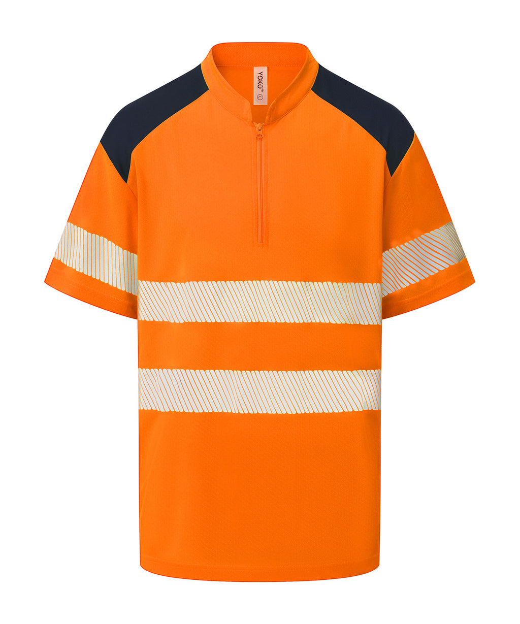 Hi-vis mandarin collar zip neck comfort trim polo (HVJ230)