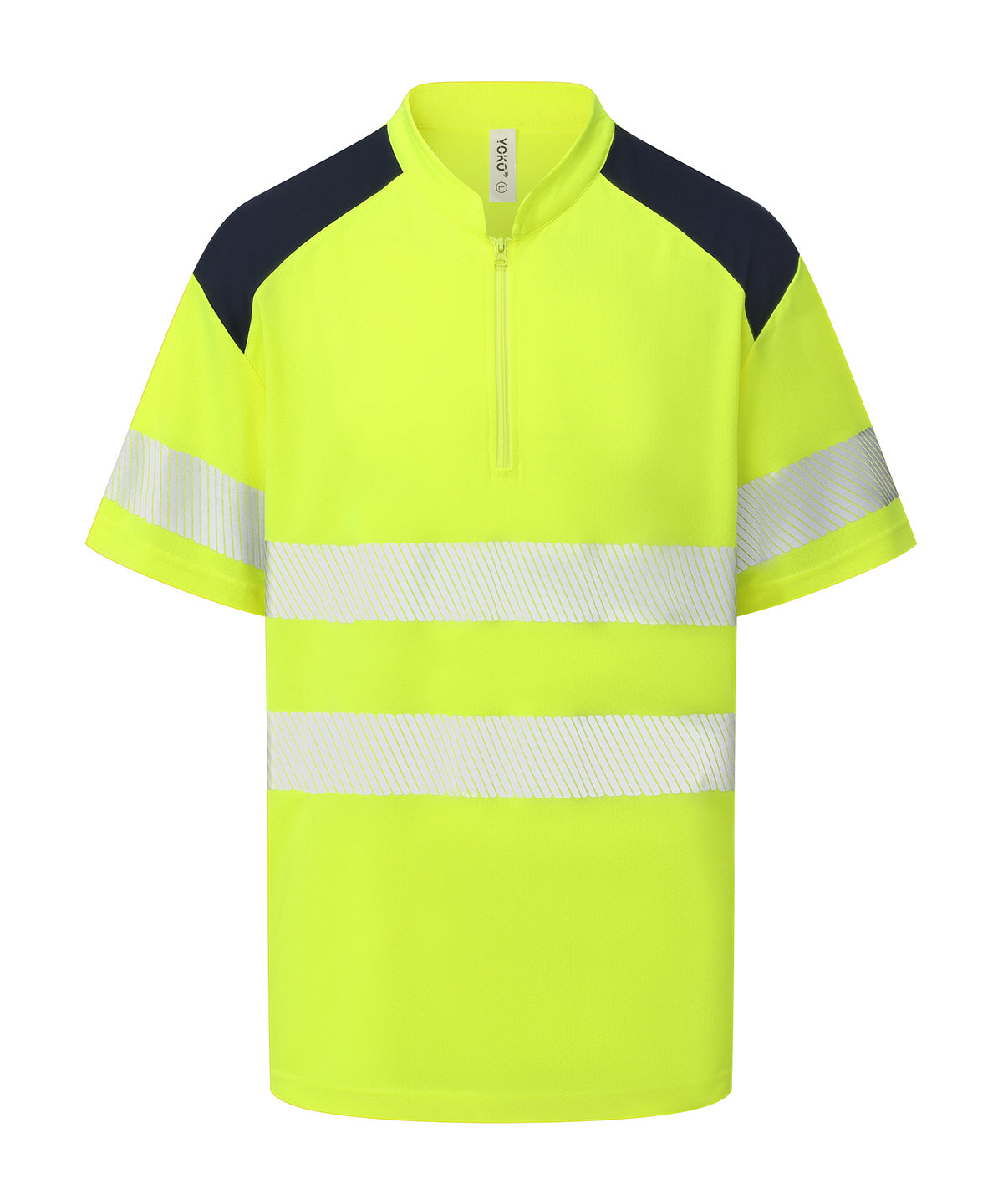 Hi-vis mandarin collar zip neck comfort trim polo (HVJ230)