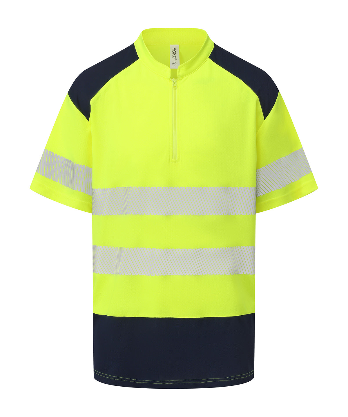 Hi-vis mandarin collar zip neck comfort trim polo (HVJ230)