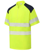 Yoko Mandarin Collar Zip Piqué Polo Shirt - Yellow