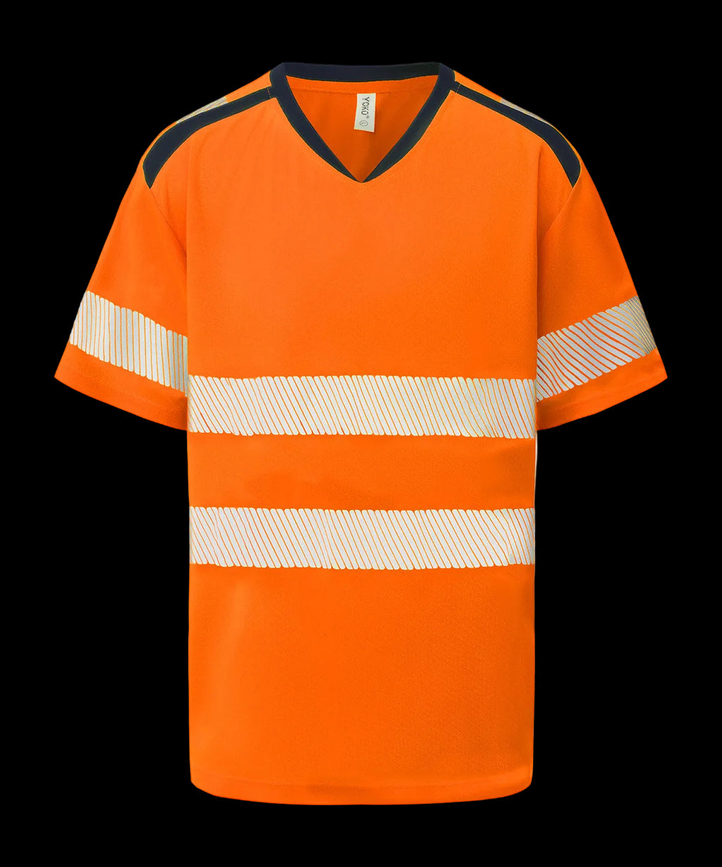 Hi-vis mandarin collar comfort trim t-shirt (HVJ430)