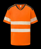 Hi-vis mandarin collar comfort trim t-shirt (HVJ430)