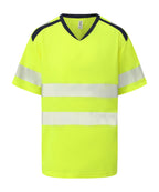 Hi-vis mandarin collar comfort trim t-shirt (HVJ430)
