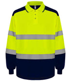 Yoko Two Tone Long Sleeve Polo Shirt - Yellow/Navy