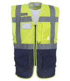 Yoko Hi-Vis Top Cool Open Mesh Executive Waistcoat - Yellow/Navy