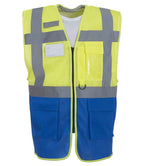 Yoko Hi-Vis Top Cool Open Mesh Executive Waistcoat - Yellow/Royal Blue
