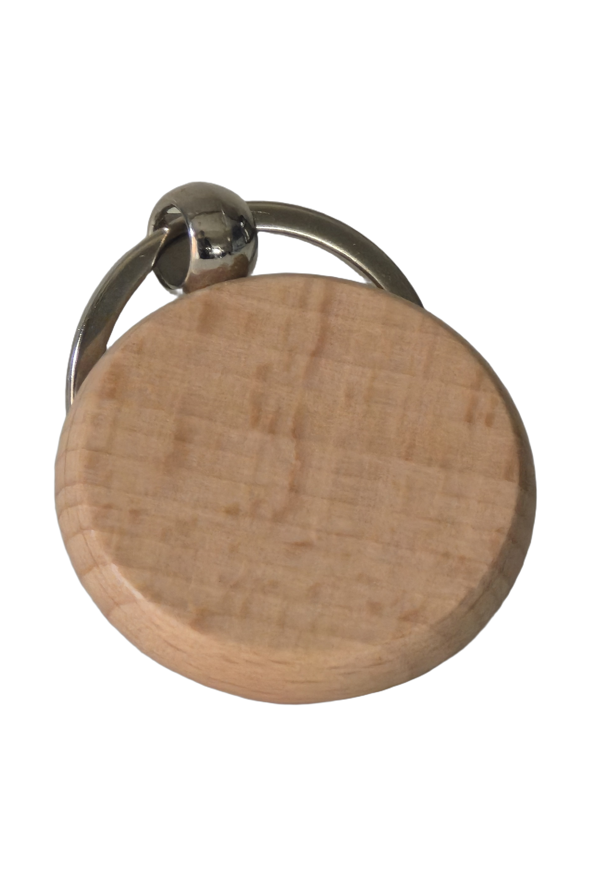 Beech wood keyring, circle, from another angle