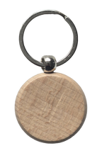 Beech wood keyring, circle, plain and unengraved