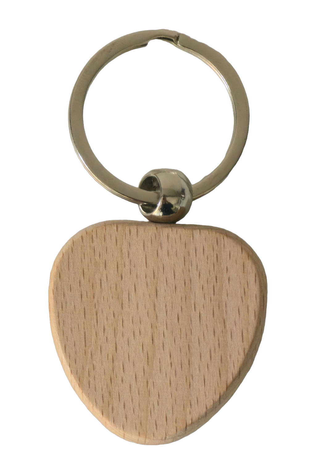Beech wood keyring, heart, plain and unengraved