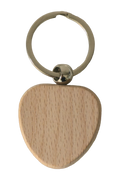 Beech wood keyring, heart, plain and unengraved