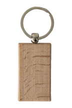 Beech wood keyring, rectangle, plain and unengraved