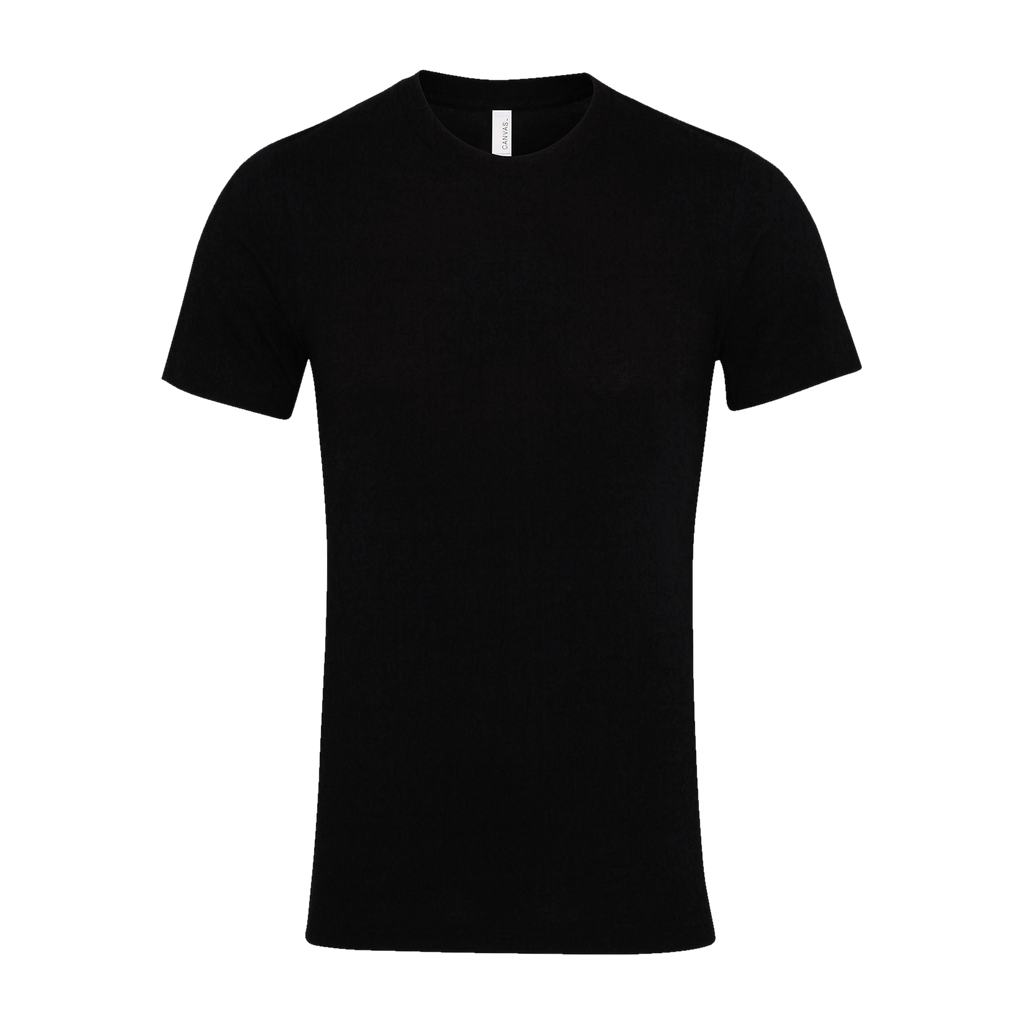 Plain black Bella+Canvas 3001 t-shirt, front, laid flat