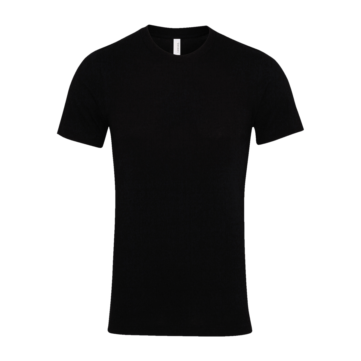 Plain black Bella+Canvas 3001 t-shirt, front, laid flat