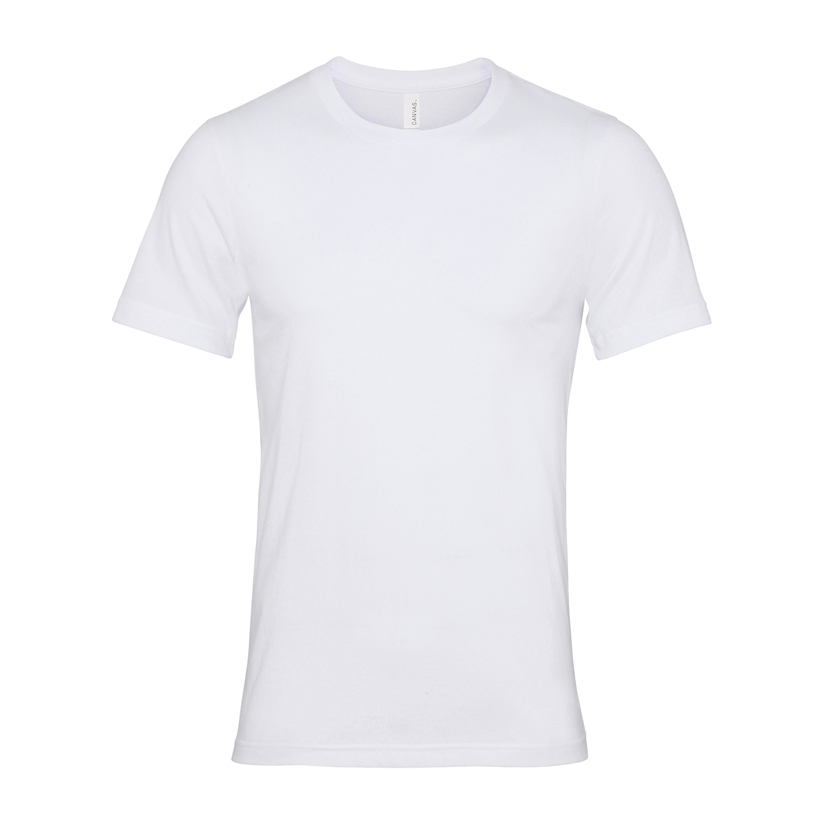 Plain white Bella+Canvas 3001 t-shirt, front, laid flat