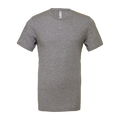 Plain deep heather grey Bella+Canvas 3001CVC t-shirt, front, laid flat