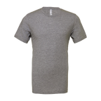 Plain deep heather grey Bella+Canvas 3001CVC t-shirt, front, laid flat