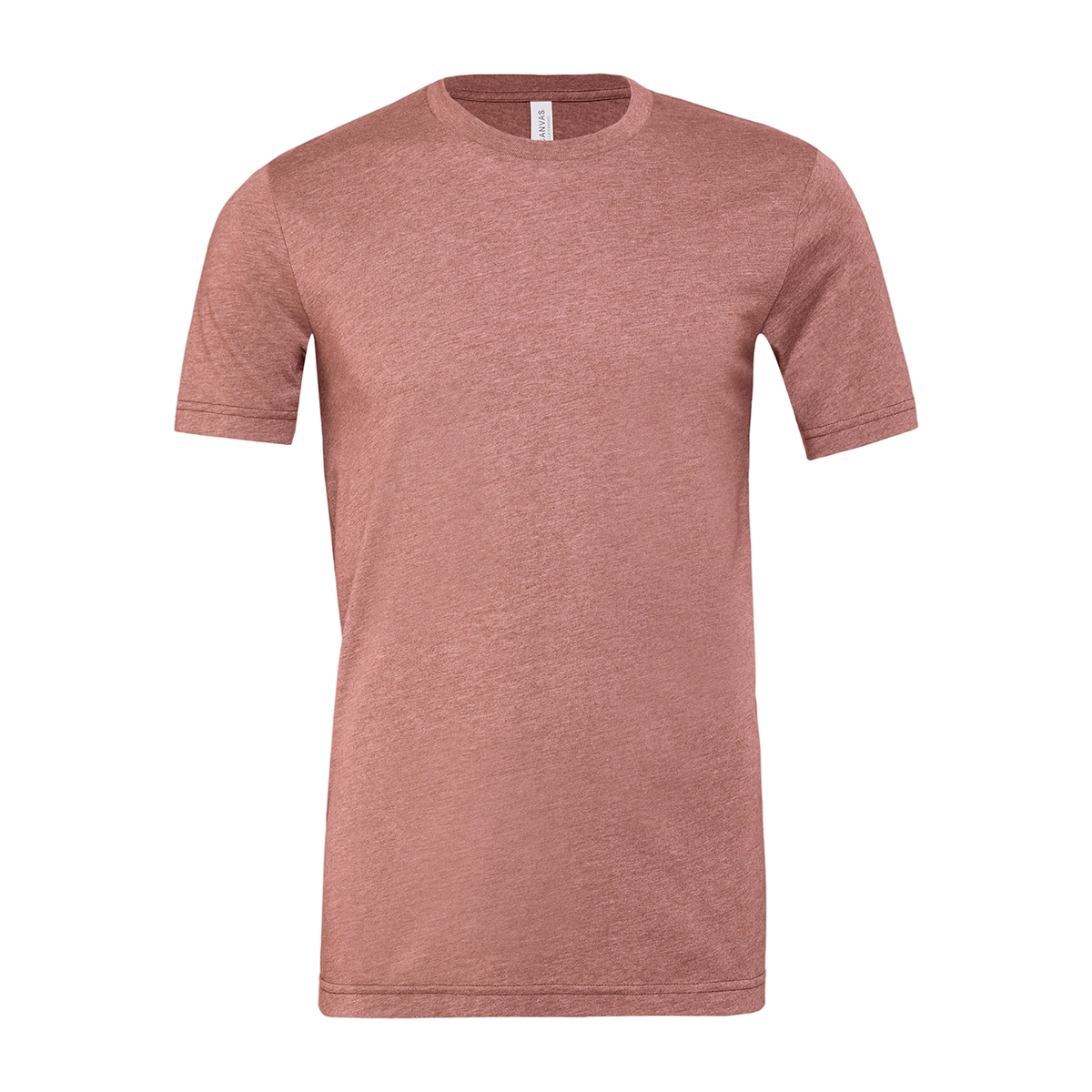Plain heather mauve Bella+Canvas 3001CVC t-shirt, front, laid flat
