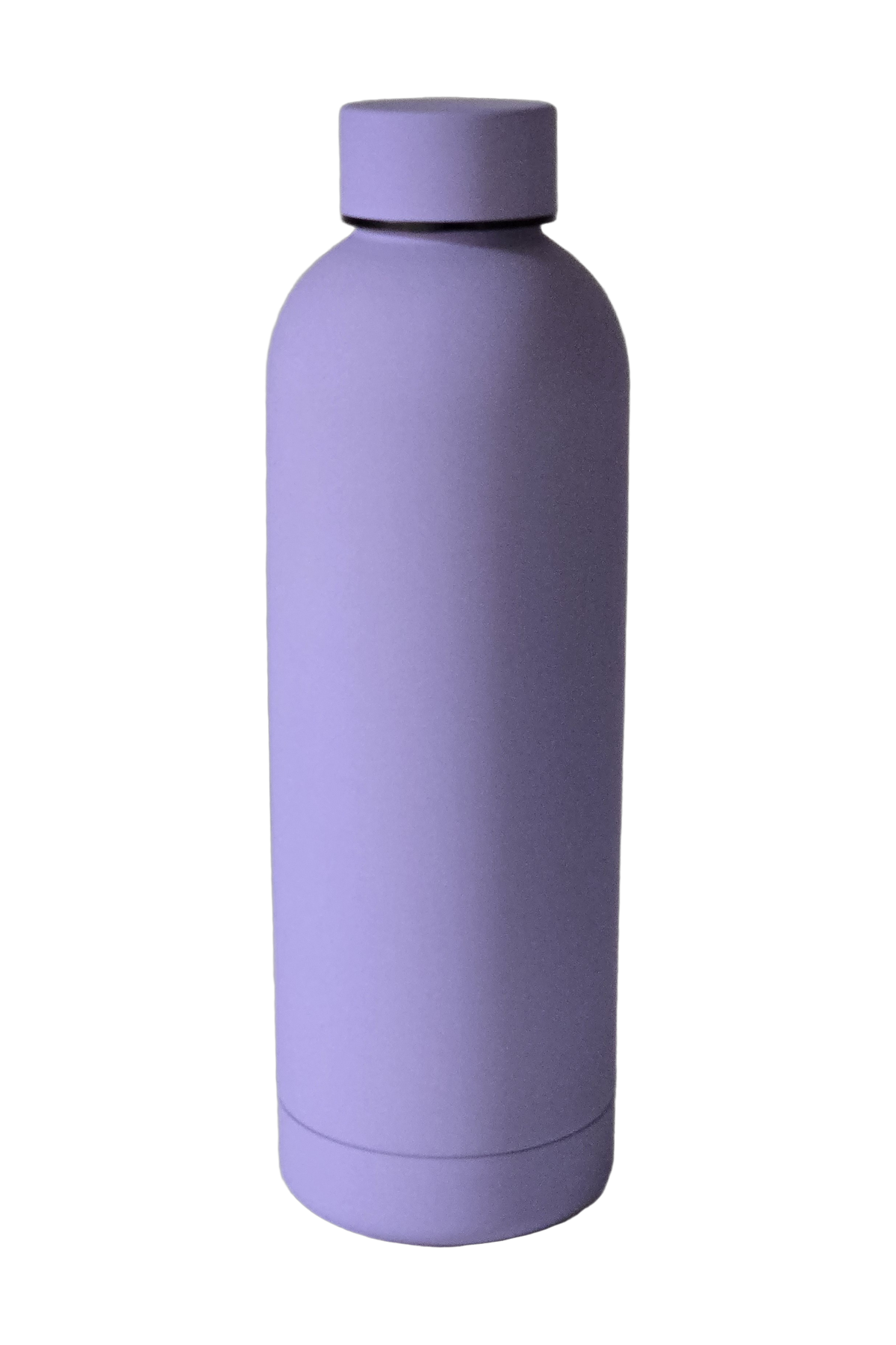 500ml matte insulated water bottle in matte lilac, standing, cap on