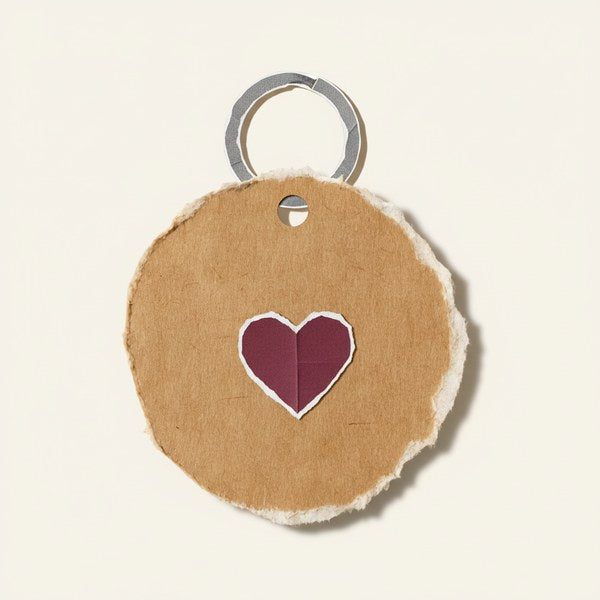 Torn-paper keyring with a paper heart