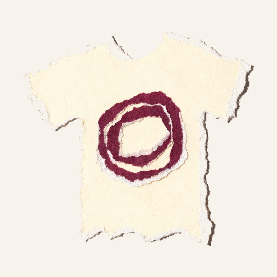 Torn-paper t-shirt with hand-cut rings