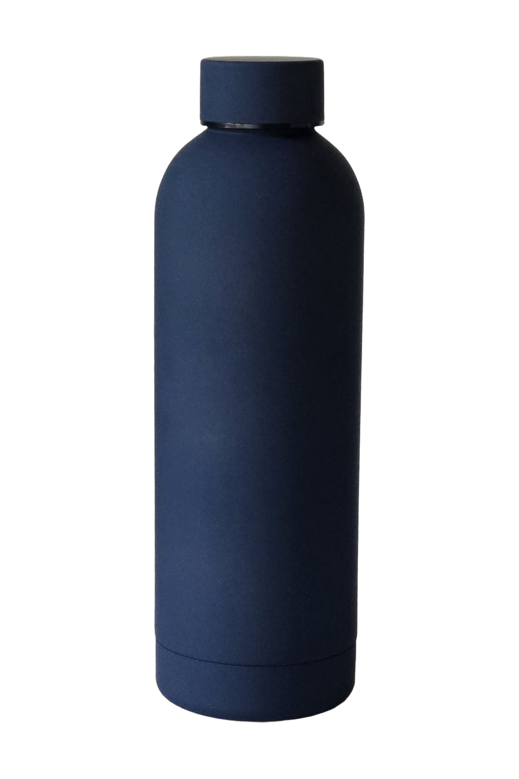 500ml matte insulated water bottle in matte navy, standing, cap on