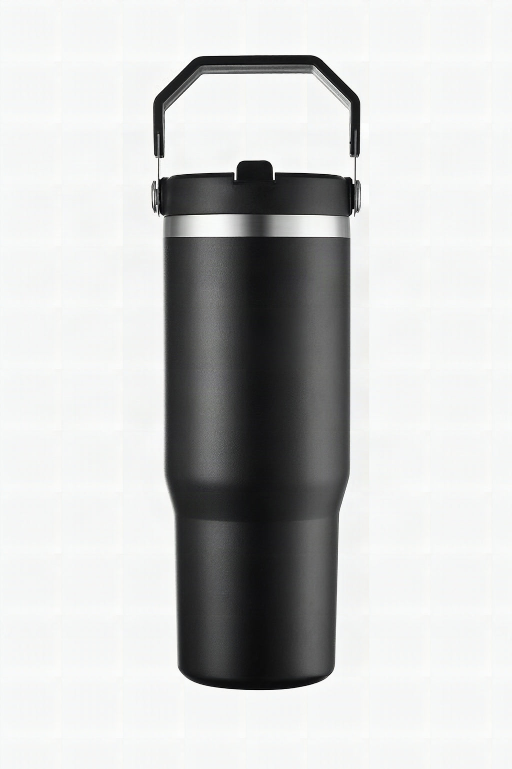 30oz tumbler with flip straw and carry handle in black