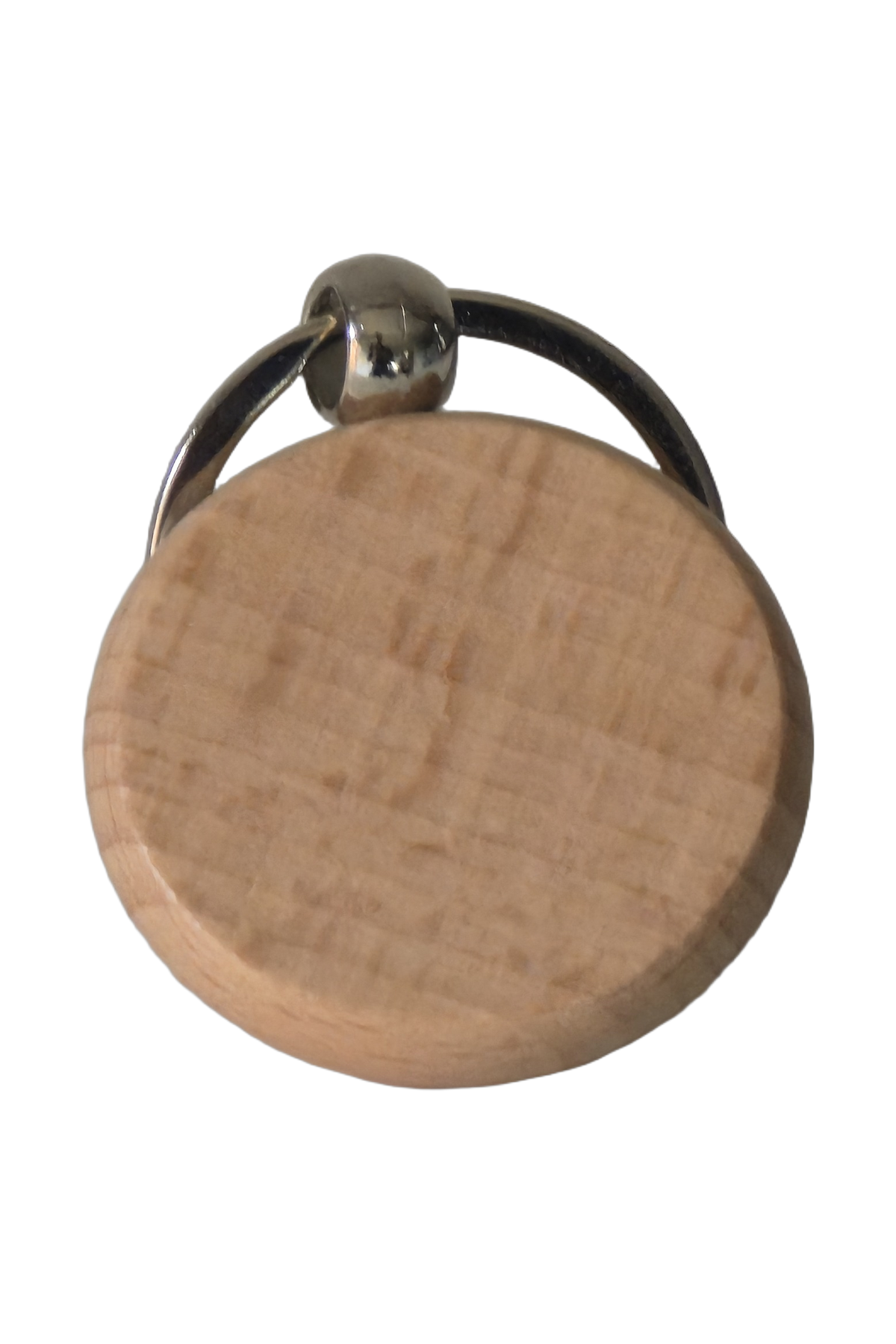 Beech wood keyring, circle, from another angle