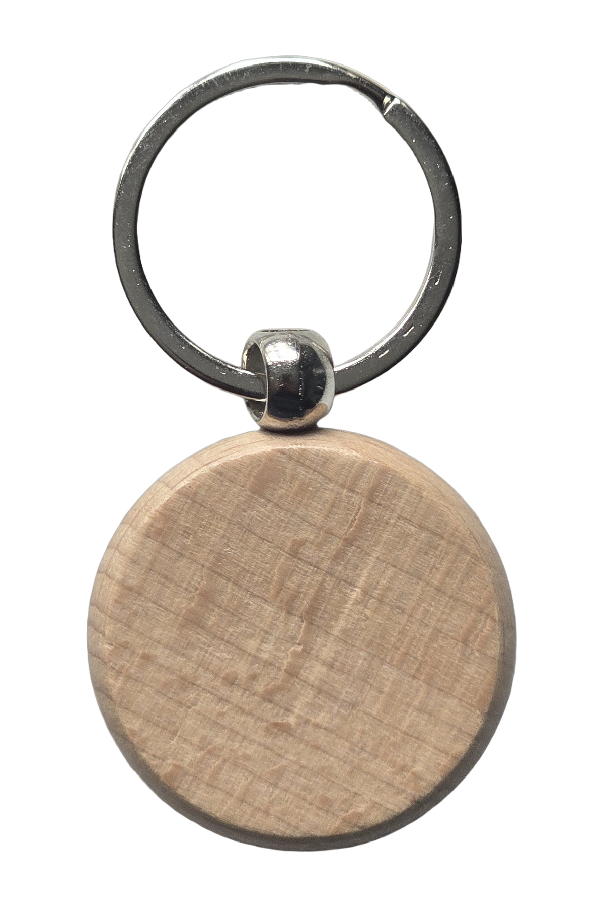 Beech wood keyring, circle, plain and unengraved