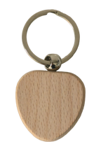 Beech wood keyring, heart, plain and unengraved