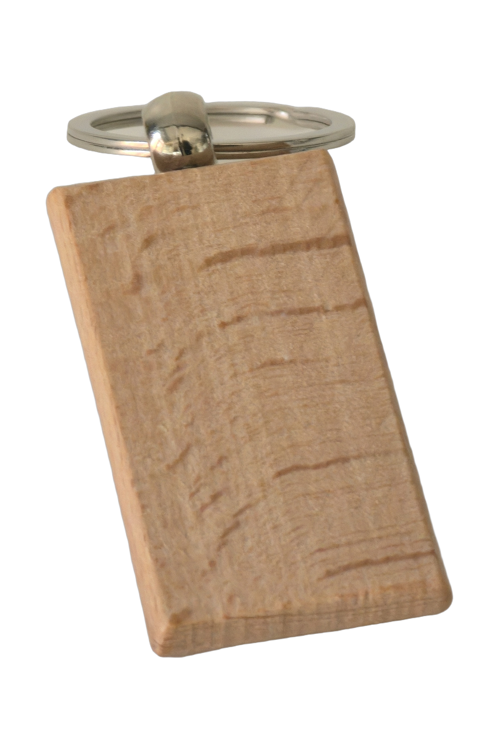 Beech wood keyring, rectangle, from another angle