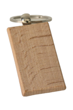 Beech wood keyring, rectangle, from another angle