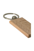 Beech wood keyring, rectangle, from another angle