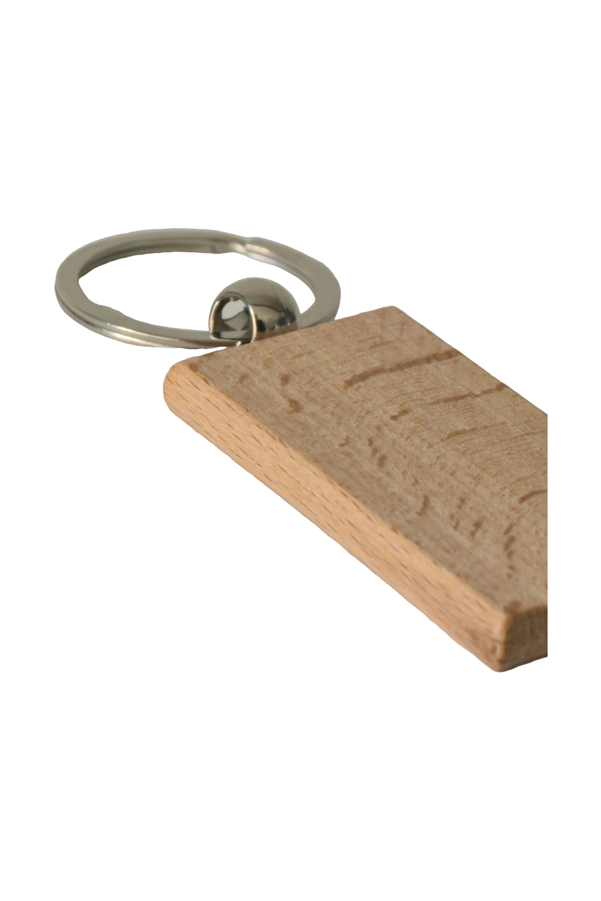 Beech wood keyring, rectangle, from another angle