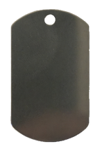 Stainless steel keyring, dog tag, from another angle
