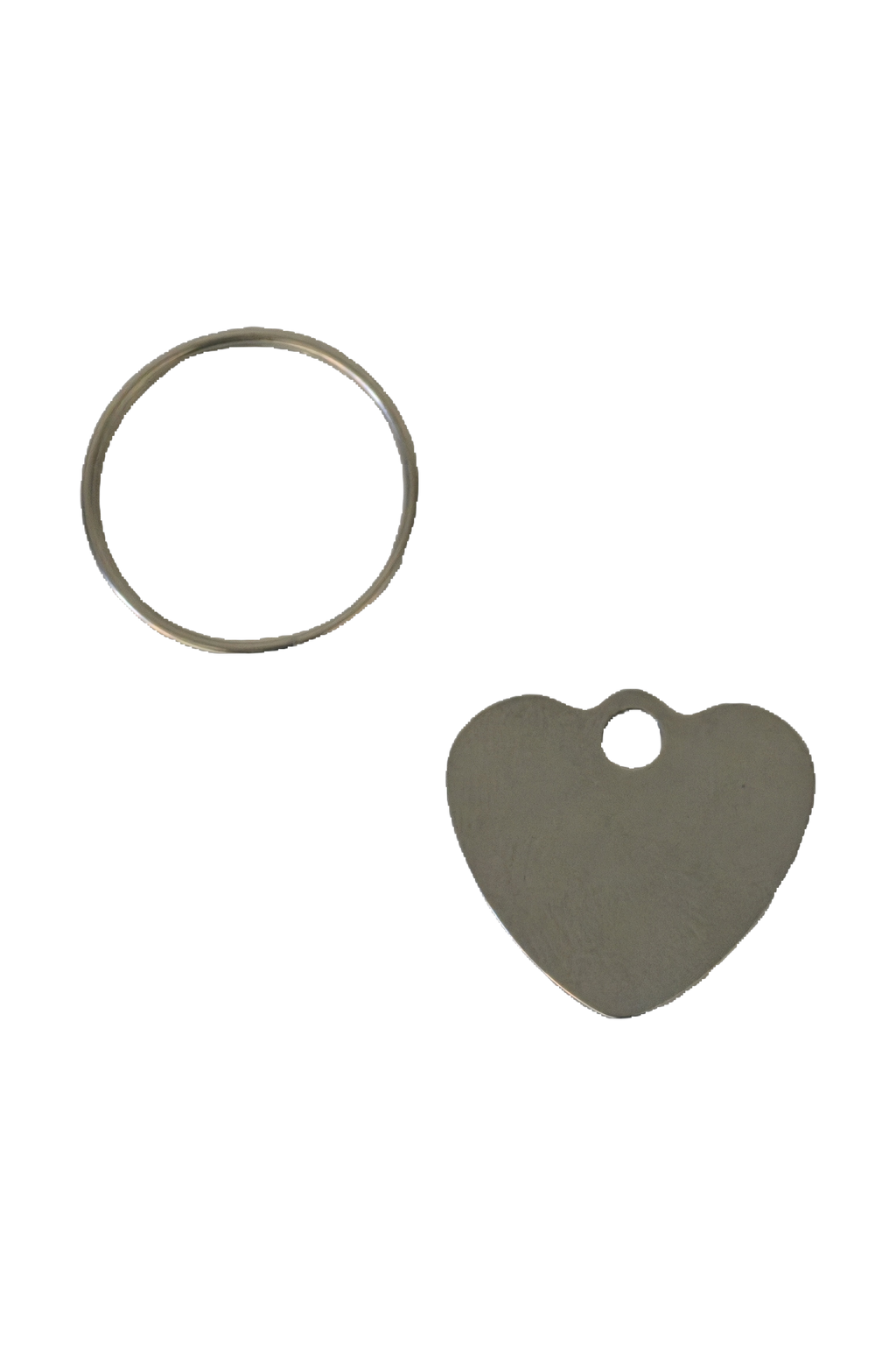 Stainless steel keyring, heart, from another angle