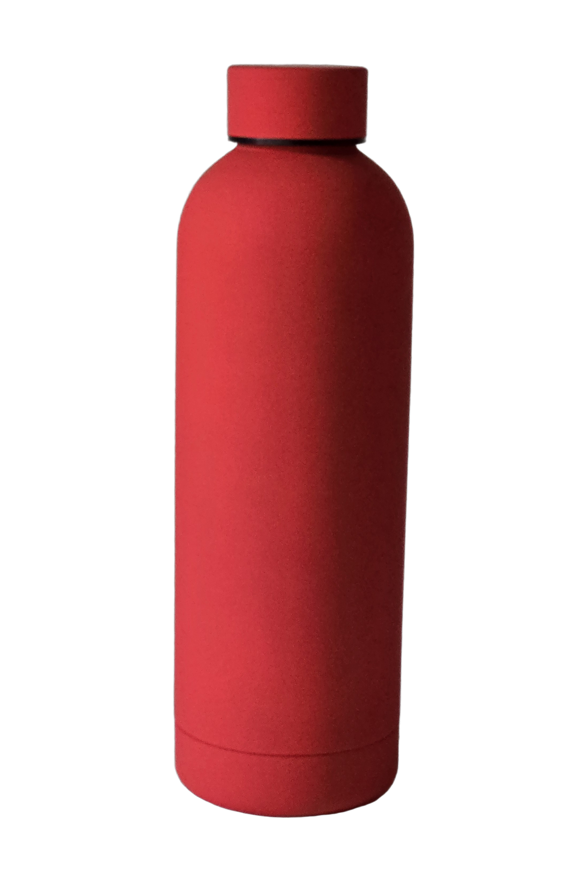 500ml matte insulated water bottle in matte red, standing, cap on