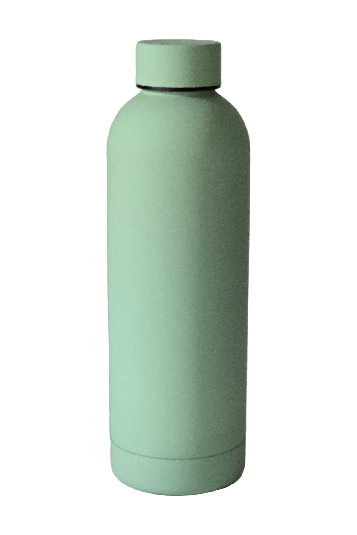 500ml matte insulated water bottle in matte sage green, standing, cap on