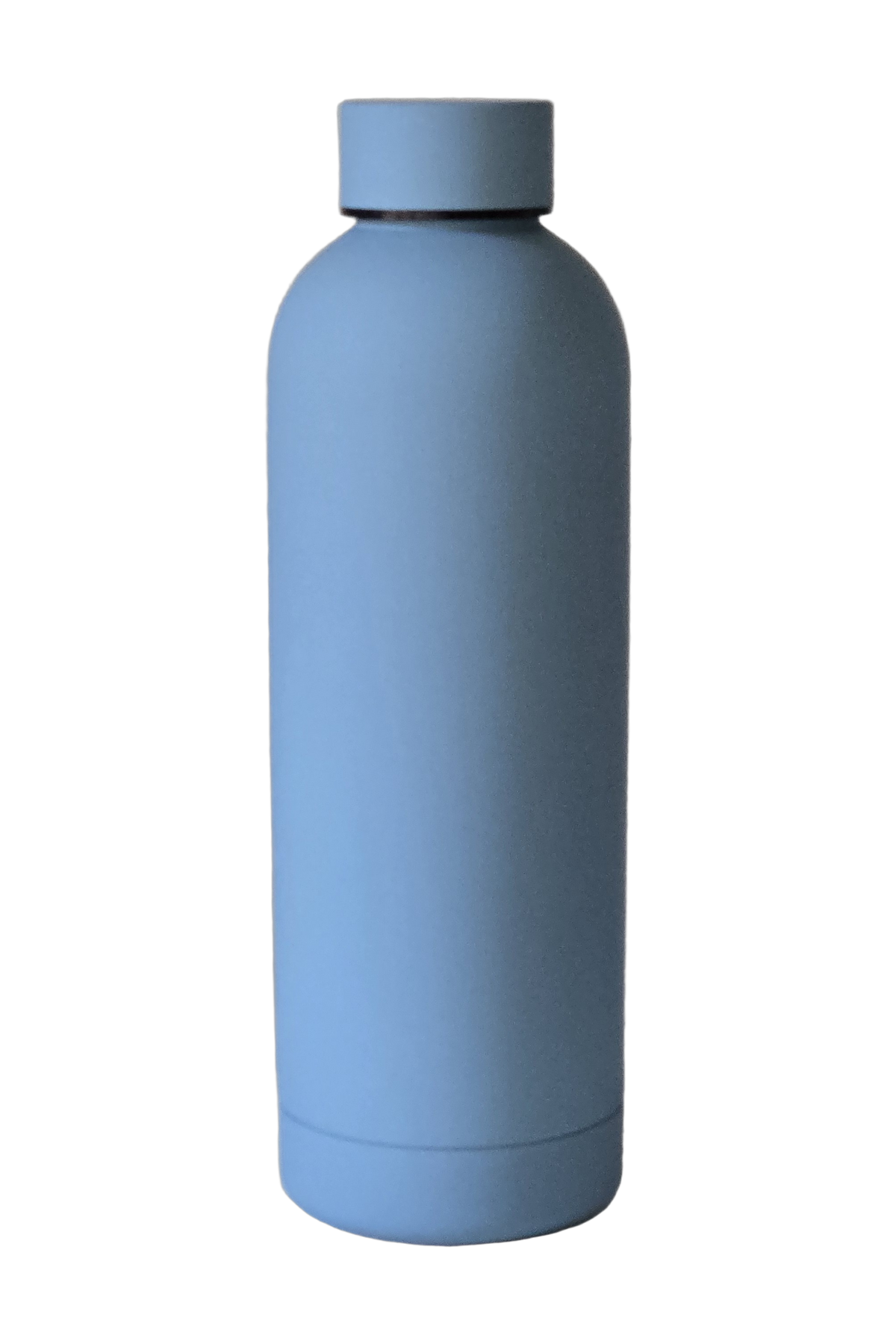 500ml matte insulated water bottle in matte sky blue, standing, cap on